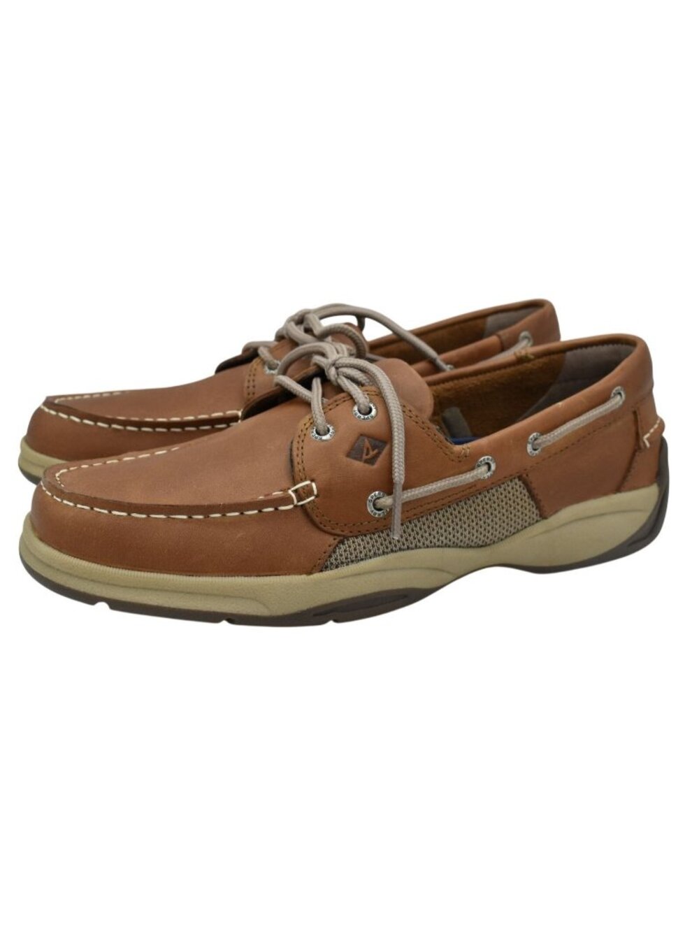 Sperry Mens Size 10 Intrepid Dark Brown Tan Leather Boat Shoes